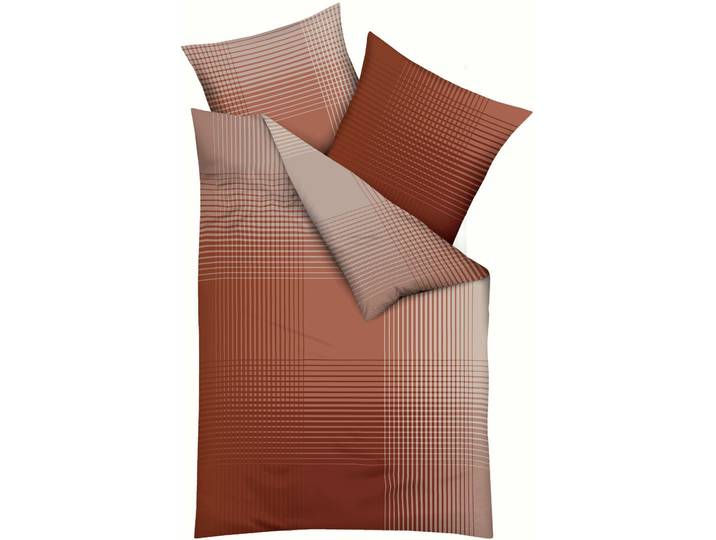 Bettwäsche KAEPPEL MASTER 100% Baumwolle , orange (terra), B/L: 135cm x 200cm, 1 Stk., 1 Stk., Mako-Satin, B/L: 80cm x 80cm, 2 Stk., Mako-Satin, Obermaterial: 100% Baumwolle, Bettwäsche, Bettwäsche, mit Karomuster, Markenreissverschluss