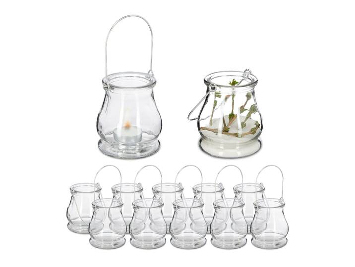 Transparentes Windlicht 12er-Set Silber-Transparent