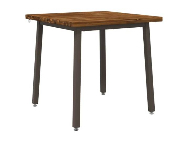 HFXHIJXQ Esstisch 80x80x75 cm Quadratisch Massivholz Akazie 2 Personen Kompakter Speisetisch für Küche und Esszimmer mit stabiler Stahlbasis und verstellbaren Füßen gegen Wackeln.