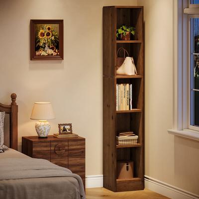 Bluebell 5-tier Narrow Corner Bookcase For Home Office, Bedroom, Small Spaces