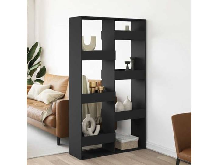 Raumteiler Schwarz 100x33x175 cm Holzwerkstoff Standregal mit 8 Fächern Holzwerkstoff, glatte Oberfläche, feuchtigkeitsresistent, pflegeleicht, 8 Fächer, vielseitig, Standregal, Raumtrenner,