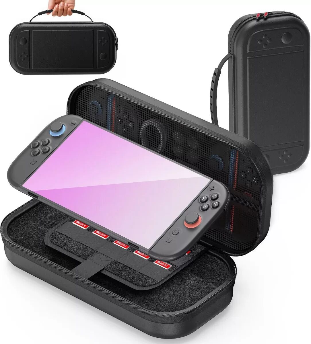 INF Nintendo Switch 2 Tragetasche - Schwarzes PU-Leder & EVA Schutzhülle