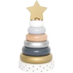 Jabadabado Stapelturm Ring Baby W7157 grau, gold 11x19x10cm