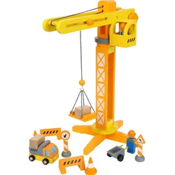 small foot Baukran mit Baustellenzubehör - braun