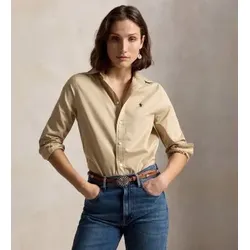 Polo Ralph Lauren für Damen. 211A92177016 Beige Baumwoll-Twill-Hemd, Classic Fit (XL), Lässig, Baumwolle, Klassisch, Langarm