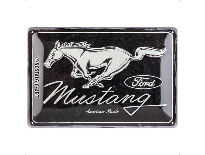 Nostalgic-Art Retro metalen bord, 20 x 30 cm, Ford Mustang – Logo Black