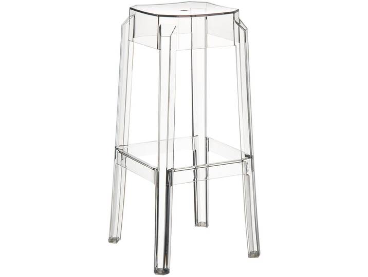 Tabouret de bar empilable avec repose-pieds en kunstharz transparent