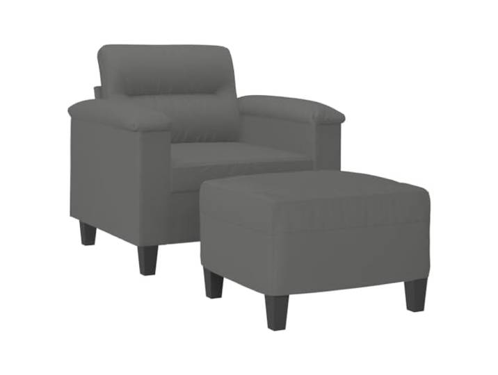 KTHLBRH Sessel mit Fußstütze dunkelgrau 60 cm Stoff Mikrofaser Rahmen aus Sperrholz und Metall, Polsterung aus Schaumstoff, Traglast 110 kg, modernes Design