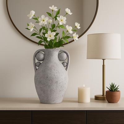Sagebrook Home "Terracotta Amphora Vase with Orbs Under Handles - Gray, 26"""