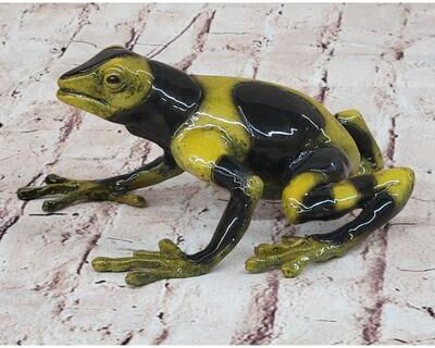 Bronzhaus Yellow Black Poison Dart Tree Frog Bronze Metal Figurine Sculpture Signed Numbered Art