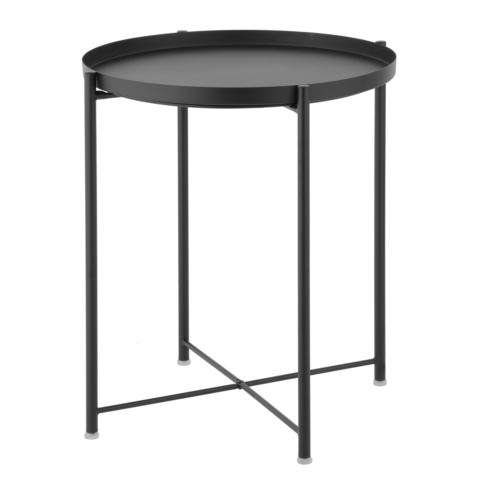 home24 Bijzettafel Amicus, ronde metalen tafel, zwart, Ø 45 cm