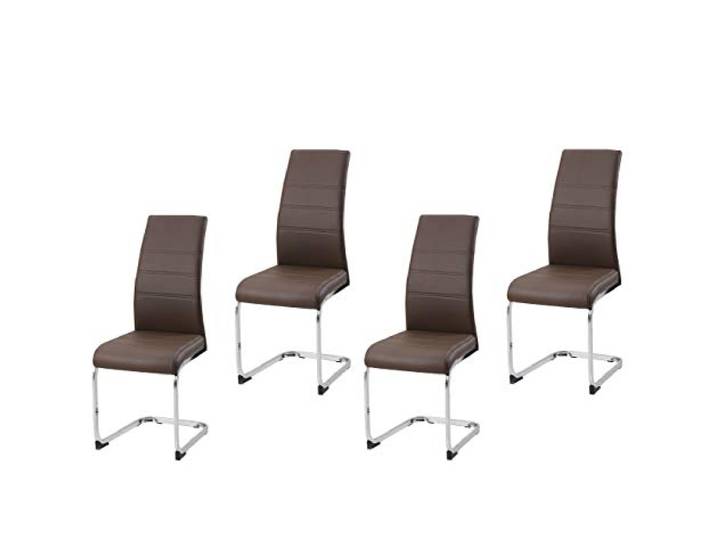HTI-Line Schwingstuhl SallyC PU 4er Freischwinger Esszimmerstuhl Kunstleder Braun
