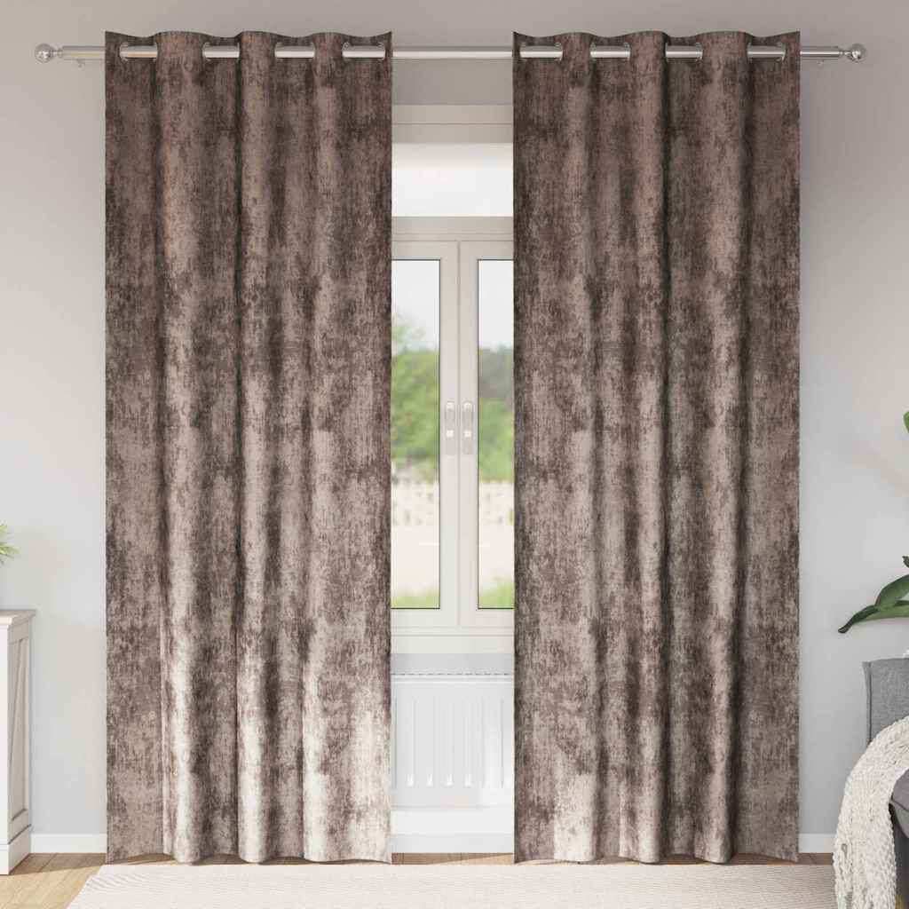 Fairmont Park Alithia Velvet Room Darkening Curtain Pair Cappuccino 140cm Width x 245cm Drop