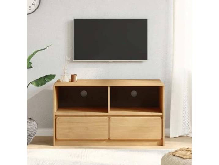 HEFZGDB TV-Schrank SAUDA Eiche-Optik 99x43x55 cm aus Massivholz Kiefer mit Stauraum und Kabelmanagement