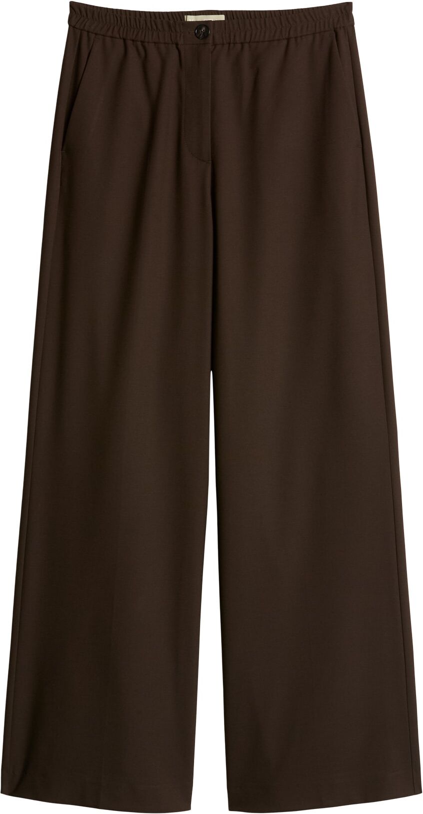 Marc O' Polo Stoffhose MARC O'POLO "MARGO WIDE", Damen, Gr. 34, N-Gr, braun, Obermaterial: 49% Polyester, 48% Viskose, 3% Elasthan, unifarben, wide leg lang, Hosen Stoffhose, in Woll-Optik, Wide Fit braun 34, N-Gr
