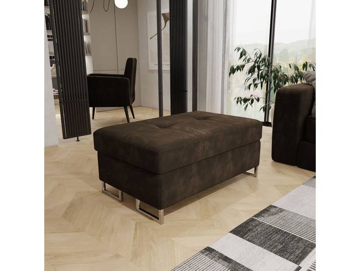 BARLET Pouffe in Braun, gepolstert mit weichem und strapazierfähigem Velours, der bequeme Sitz ersetzt einen Sessel und einen Ho