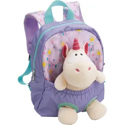 NICI Rucksack mit Plüschtier Einhorn 21x26cm - lila|türkis|beige