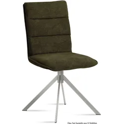 ESSZIMMERSTUHL (8er-Set) Dorota 47x92x60 Edelstahl/Khaki