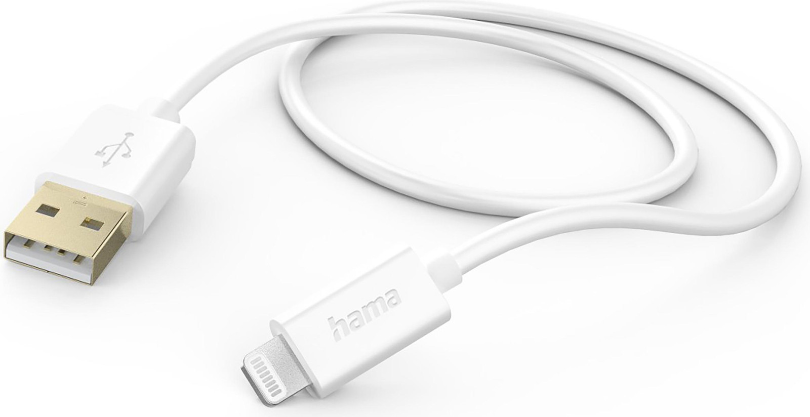 Hama USB-A naar Lightning datakabel en oplaadkabel, MFi-gecertificeerd, 1,5 meter, wit