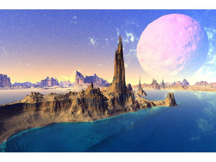 Fototapete PAPERMOON PLANETEN-FUTURISTISCH WELTRAUM MOND GALAXIE UNIVERSUM , bunt, B:1,5m L:1,11m, Vlies, Tapeten, Fototapete