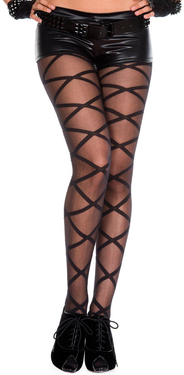 Music Legs Collant noir quadrillé