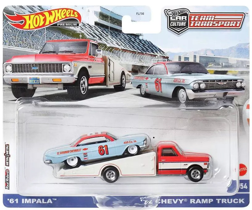Hot Wheels Car Culture Team Transport HKF40 set met auto's blauw rood wit