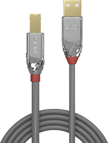 LINDY USB-Kabel USB 2.0 USB-A Stecker, USB-B Stecker 2.00 m Grau 36642