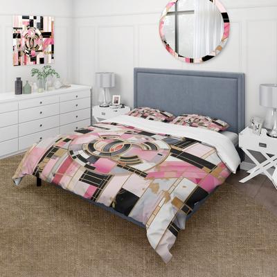 DESIGN ART Designart - Fashion Geometric Glam Gold - Luxury Fashion Bed Cover Sets - Glam Bed Sets With Shams