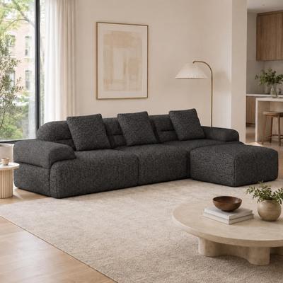 Loedds 119.69-Inch Corduroy L-Shaped Modular Sectional Sofa with Ottoman & Deep Seats