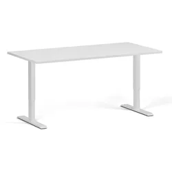 Höhenverstellbarer Schreibtisch, 2 Motoren, 74-121 cm, Tischplatte 160x80 cm, weißes Metallgestell, weiß