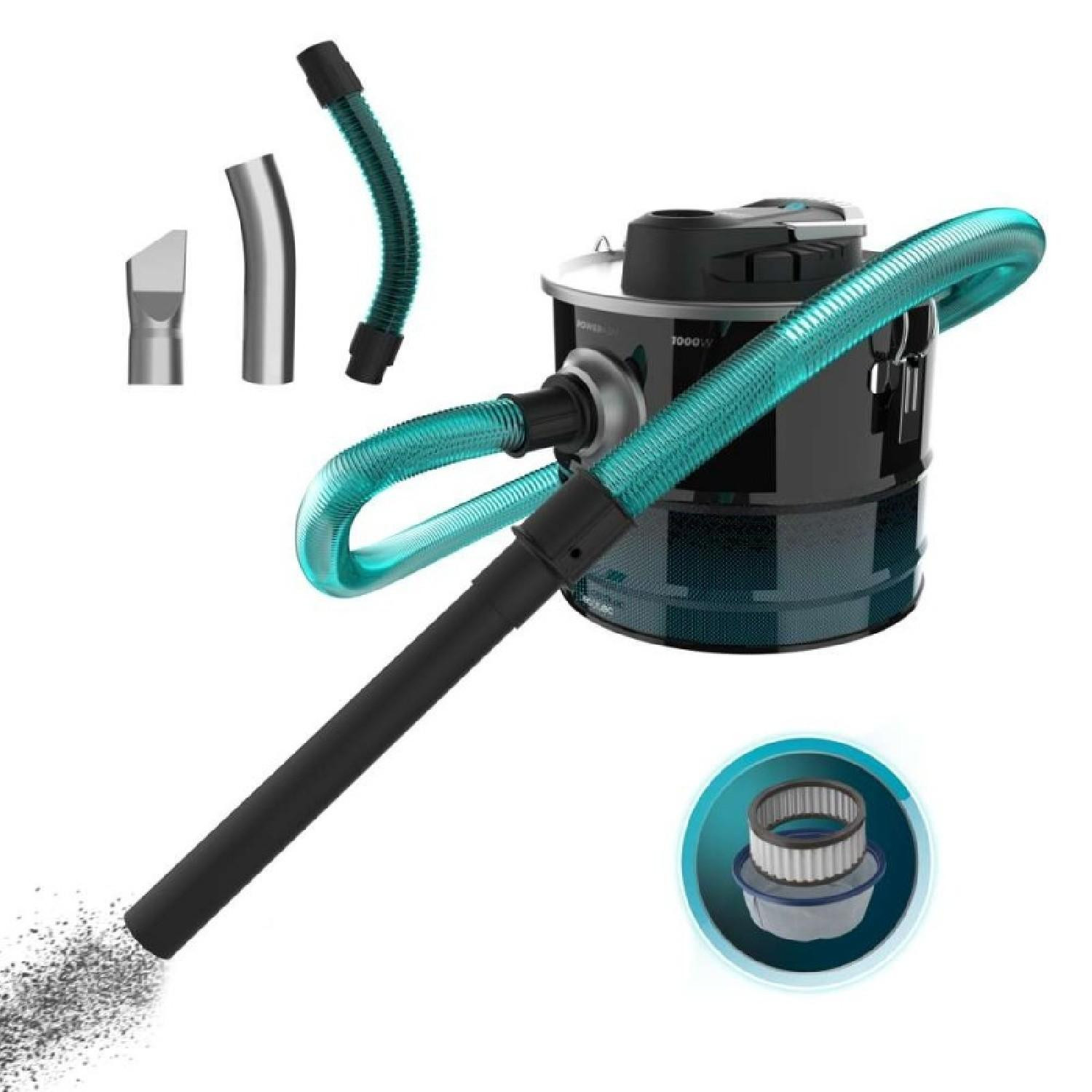 Cecotec Conga Ash 3000 Home stofzuiger, 15 liter, zwart en turquoise, geschikt voor droog gebruik, 15 kPa