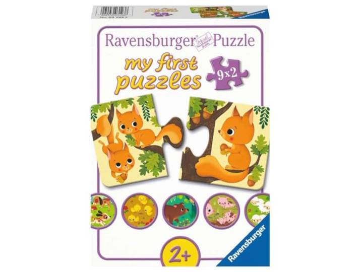 Ravensburger kinderpuzzel - dieren en hun kinderen - 9x2 stukjes mijn eerste puzzel voor kinderen vanaf 2 jaar