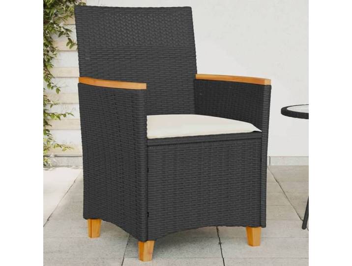 Chaises ergonomiques - Magnifique Chaises modernes de jardin et terrasse coussins 2 PCS noir résine tressée et bois 59x61x90cm 5