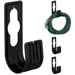 Relaxdays Schwarze Schlauchhalter im 4er Set Schwarz