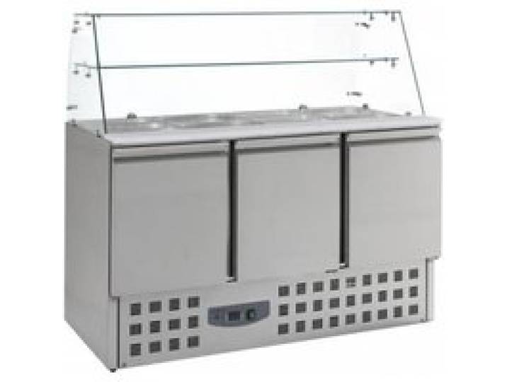 Saladette réfrigérée - Combisteel - 4 GN 1/1 - Vitrine en verre - 3 portes