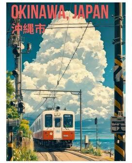 Uplift Essentials Retro Japanese Railway Landscape Canvas Print Tokyo Rainy Night Street Art For Modern Home Decor style 10 11.8 X 17.7 In
