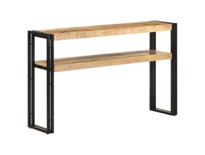 HEFZGDB Konsolentisch 120x30x75 cm aus rauem Mangoholz mit Zwei Ablageflächen, Robustes Sideboard aus Hartholz und Eisen, langlebiges Wohnzimmermöbel mit dichter Maserung, Exklusive