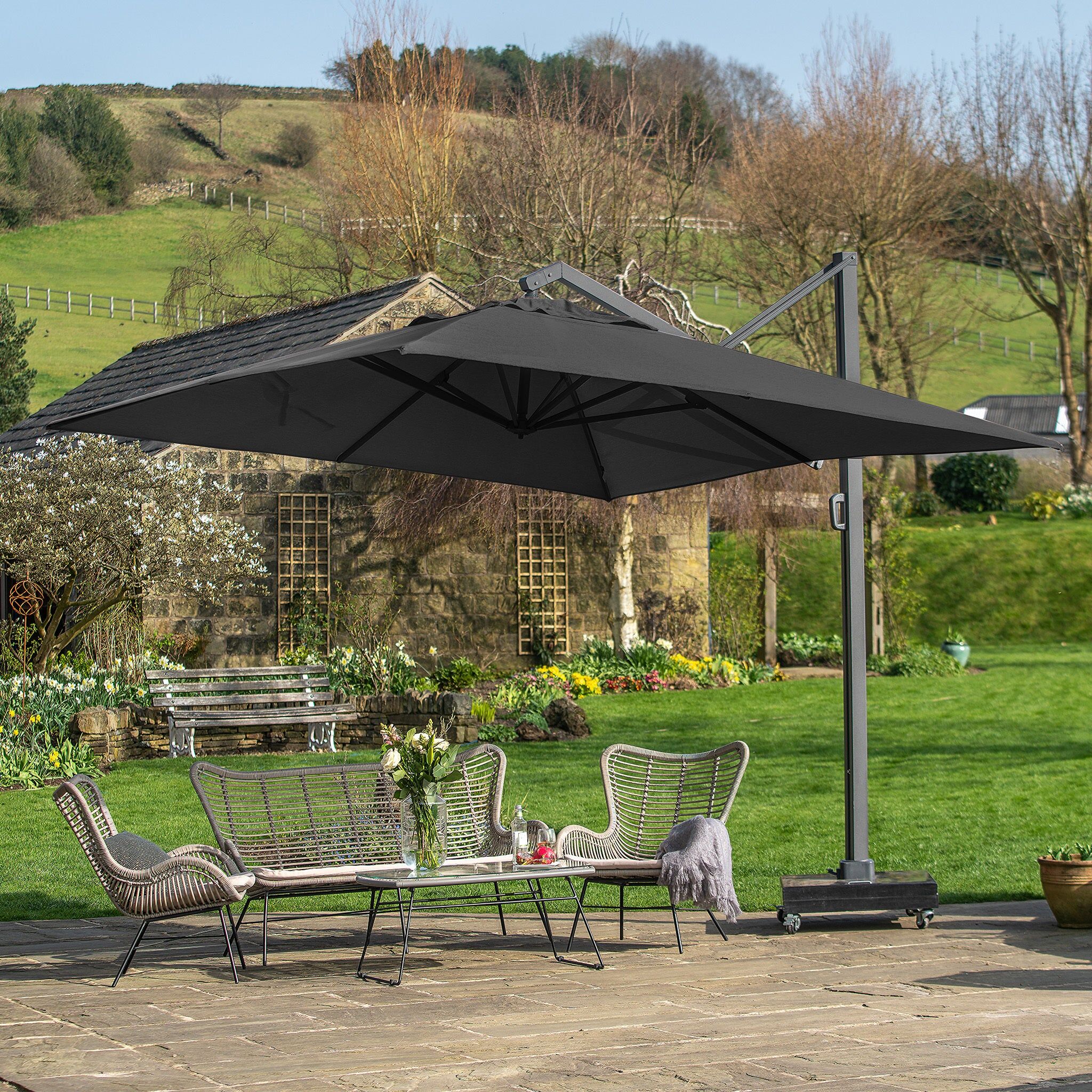 Pacific Lifestyle - Icon Premium T1 4m x 3m Rectangular Cantilever Parasol in Anthracite