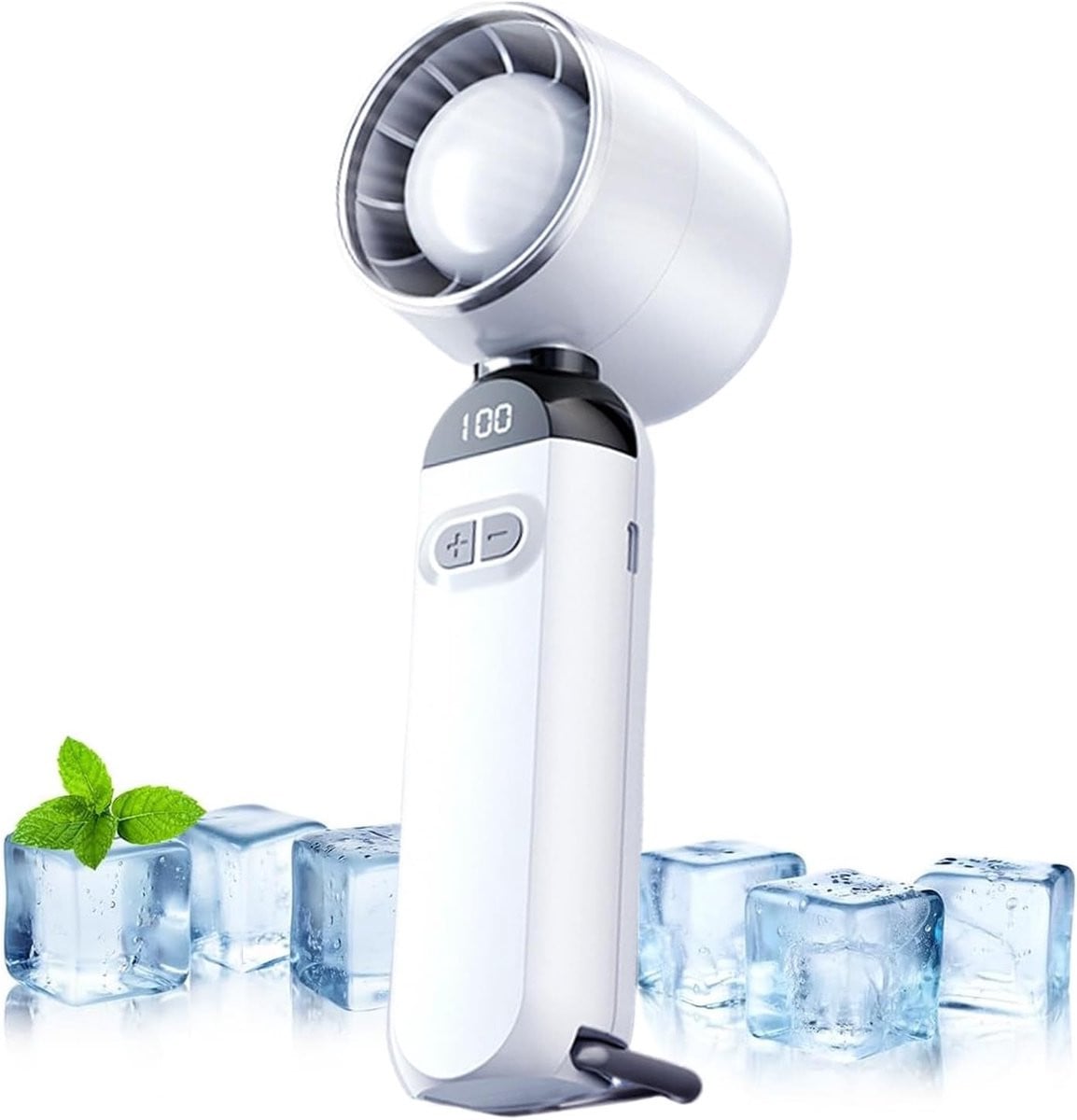 Krachtige mini USB handventilator, oplaadbaar, wit