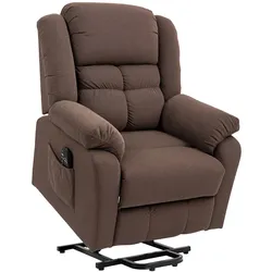 MODFU Elektrischer Fernsehsessel Polyester braun mit Aufstehhilfe, Massage- und Heizfunktion