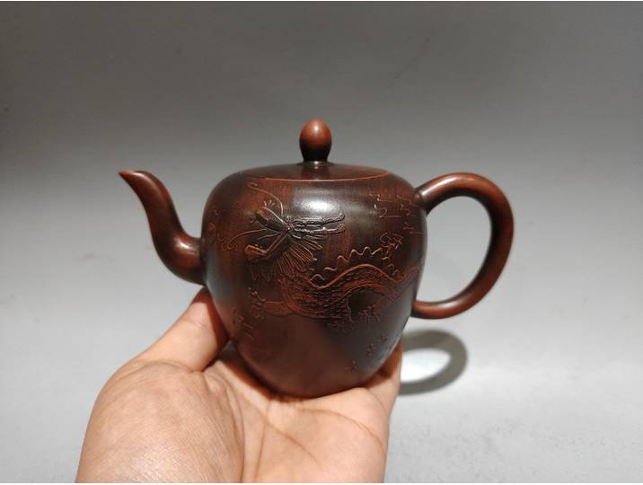JiangSu Yingxing redware théière en céramique motif Dragon four tourné beauté épaule théière bouilloire Flagon cérémonie du thé