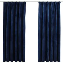 vidaXL Verdunkelungsvorhänge Haken 2 Stk. Samt Dunkelblau 140x175cm