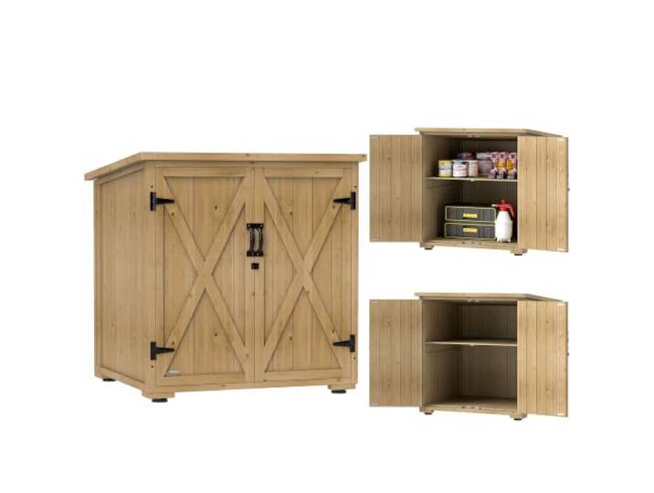 Outsunny Gartenschrank Holz Geräteschrank wetterfest für Balkon Natur