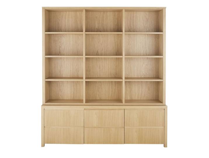 Bibliothèque en placage chêne, L195 cm
