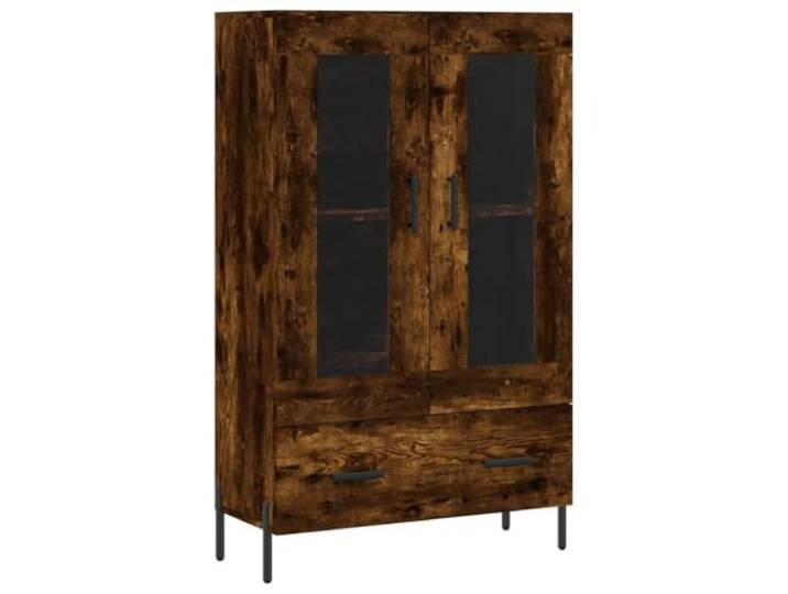 HGFDVCMR Highboard Räuchereiche 69,5x31x115 cm Holzwerkstoff Schrank Moderne Kommode in Räuchereiche-Optik mit Glastüren und Metallbeinen. Vielseitiger Beistellschrank fürs Wohnzimmer.
