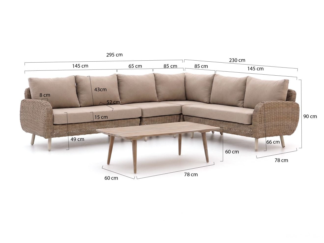 Hoek loungeset Intenso Beige voor 6 personen met afneembare hoezen