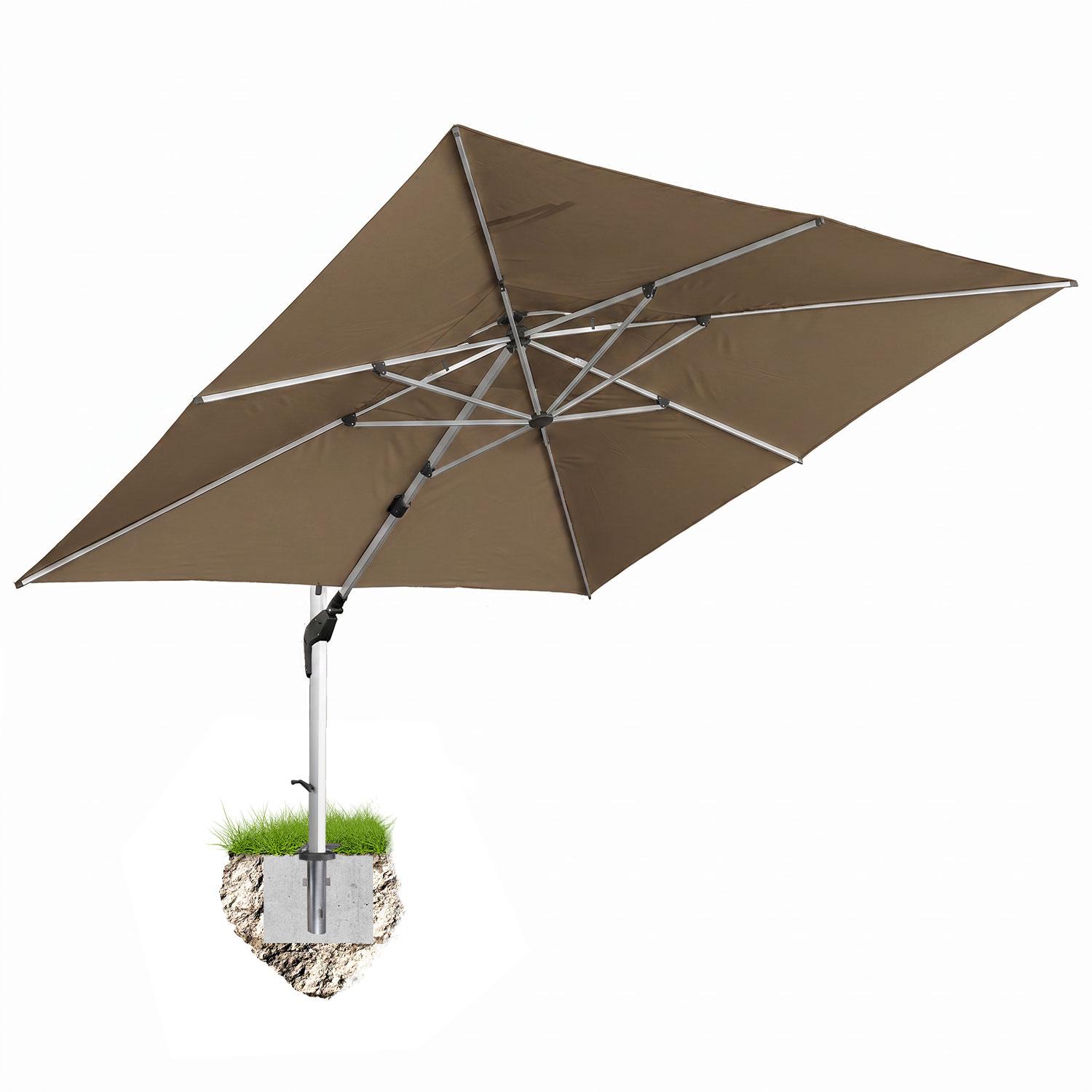 anndora Ampelschirm 4x4 m mit Kurbel, Bodenanker inklusive, UPF 50, Bronze