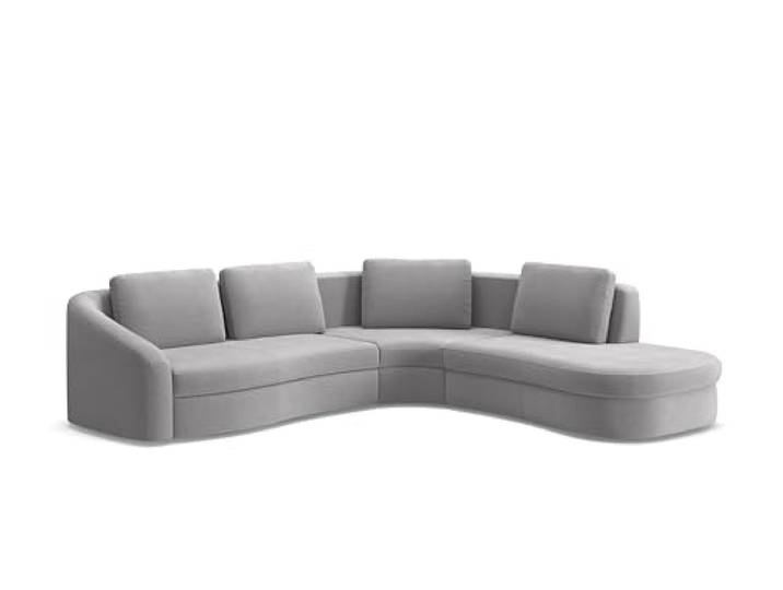 Cavadore Ecksofa Jawa / Bodennahe Eckcouch mit Sofa 2,5-sitzig und Trapezecke rechtwinklig (90 Grad) / 303 x 88 x 274 / Mikrofaser, Mittelgrau