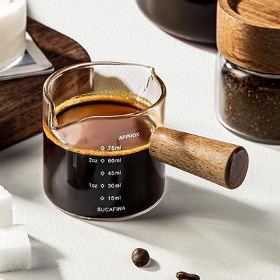 Inspired Living Italian Glass Espresso Cup Set With Measuring Marks Barista Shot Glass & Mini Milk Jug double Mouth 75ml 1pc