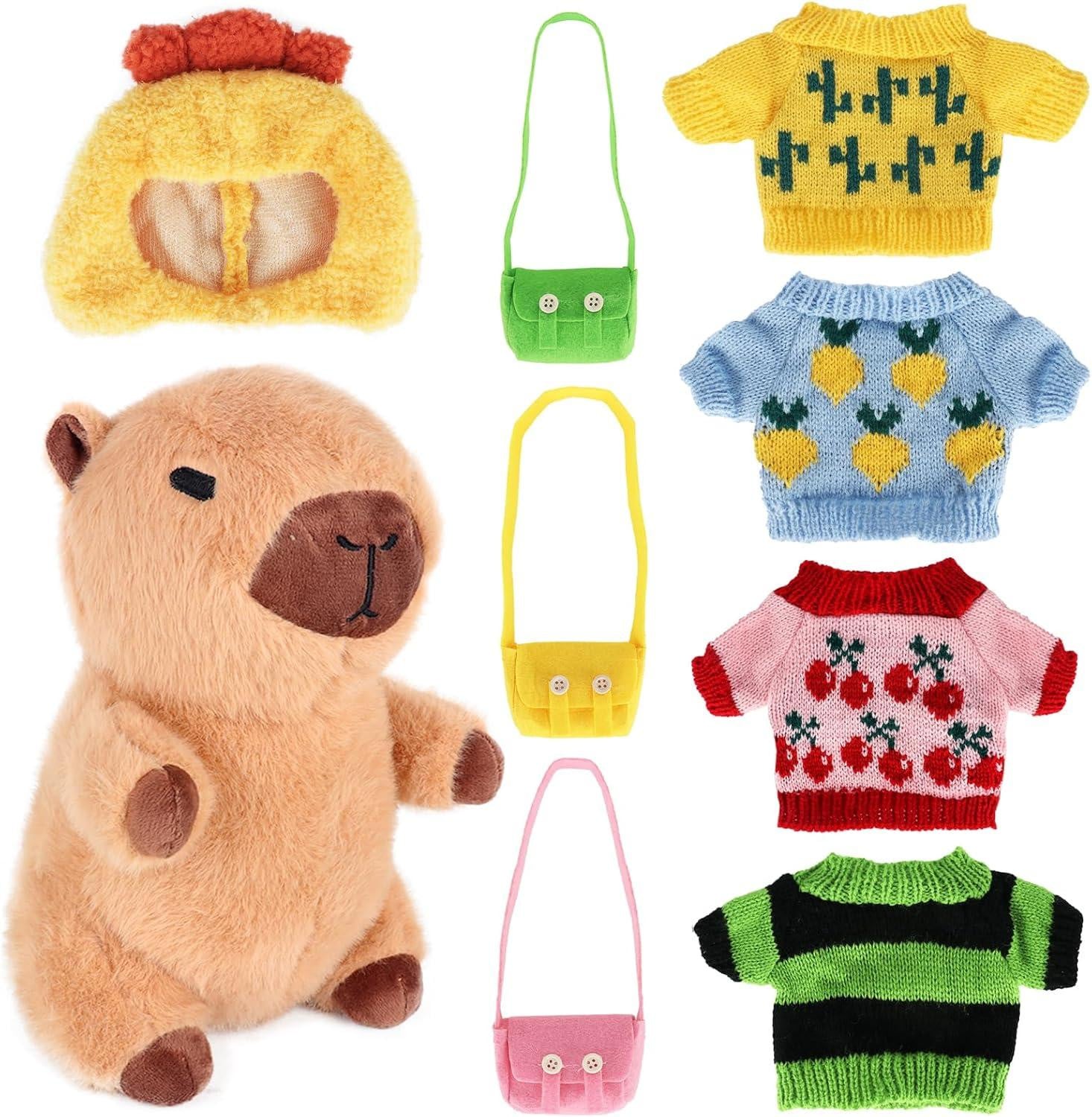 Capybara Knuffel met Kleding en Accessoires, Pluche Dier voor Kinderen, 23 cm